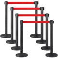 Set of 8 Retractable Belt Stanchion Crowd Control Barriers V740357