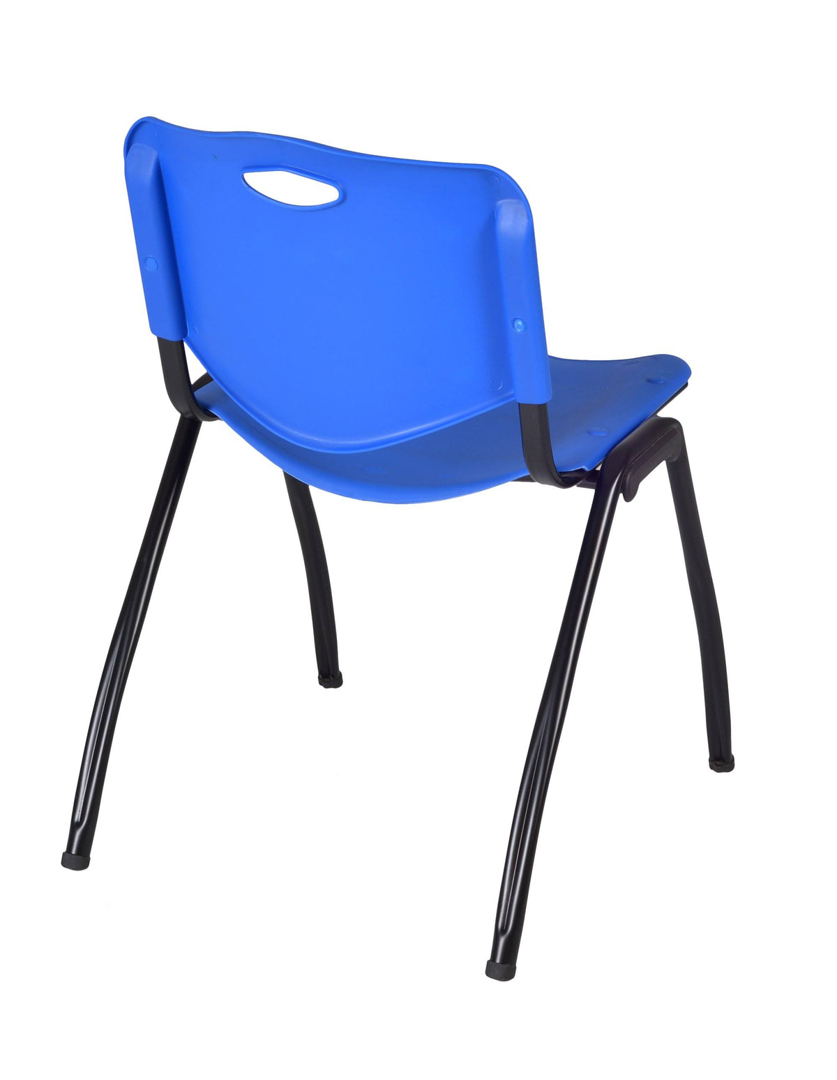 30x22 Round Breakroom Table Grey & 4 Stack Chairs Blue Y773