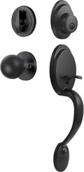 Matte Black All Metal Front Door Handleset with Keyed Entry Deadbolt, Pack of 2 A762