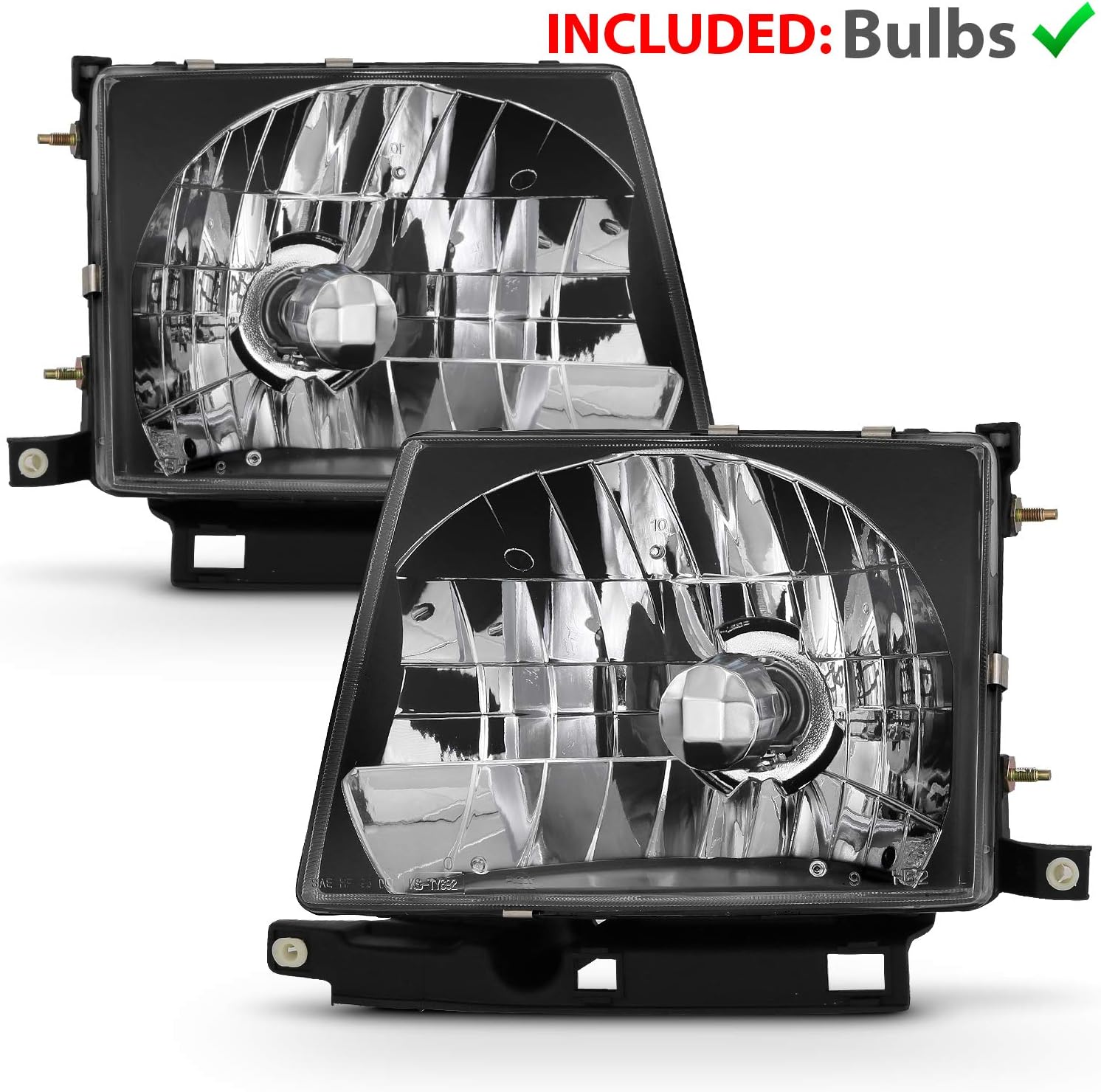 Black Replacement Headlights for 1998-2000 Toyota Tacoma Z27398