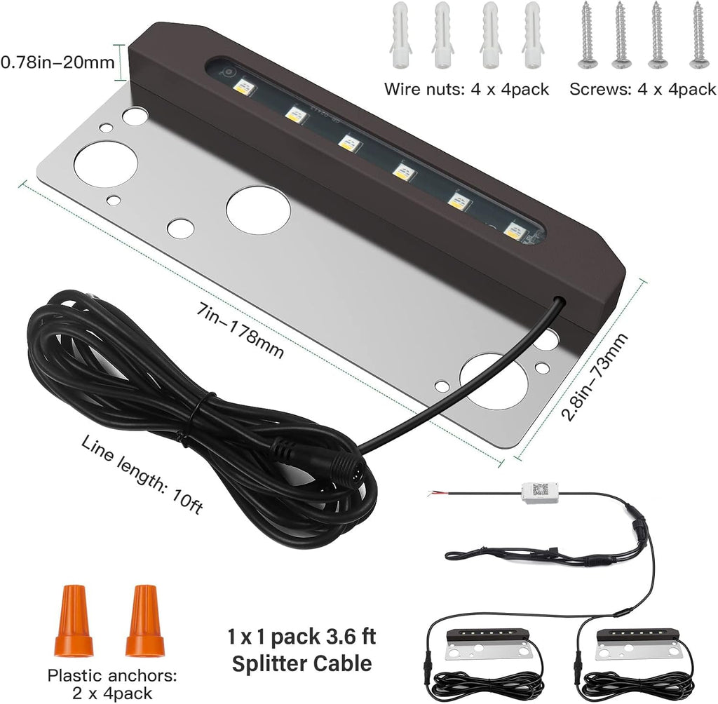 4-Pack 1.5W 7 Inch IP65 Waterproof Step Light, 12V Low Voltage AC/DC, Soft White 2700K F2974