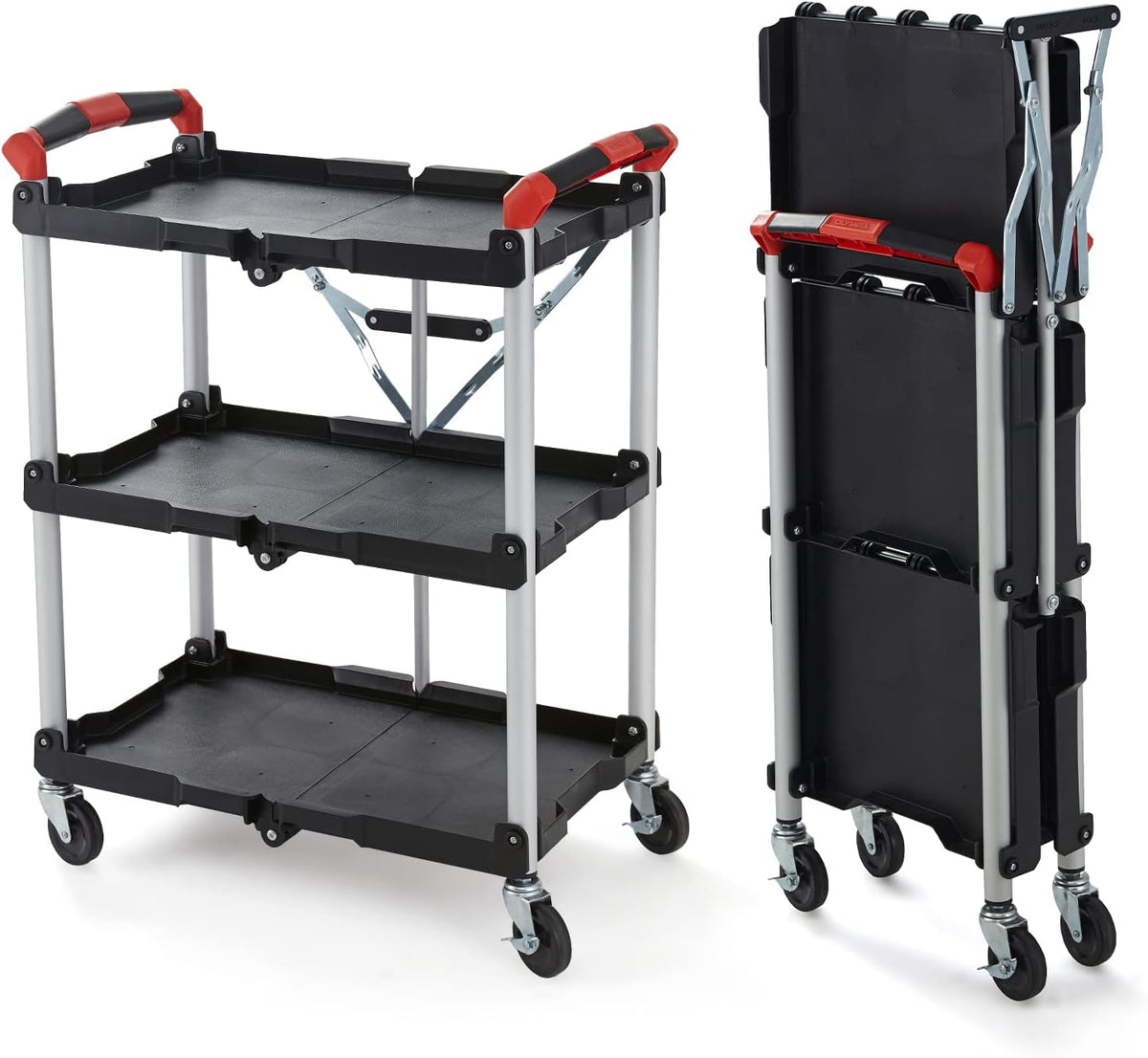 Black/Red Folding Collapsible Service Cart P414
