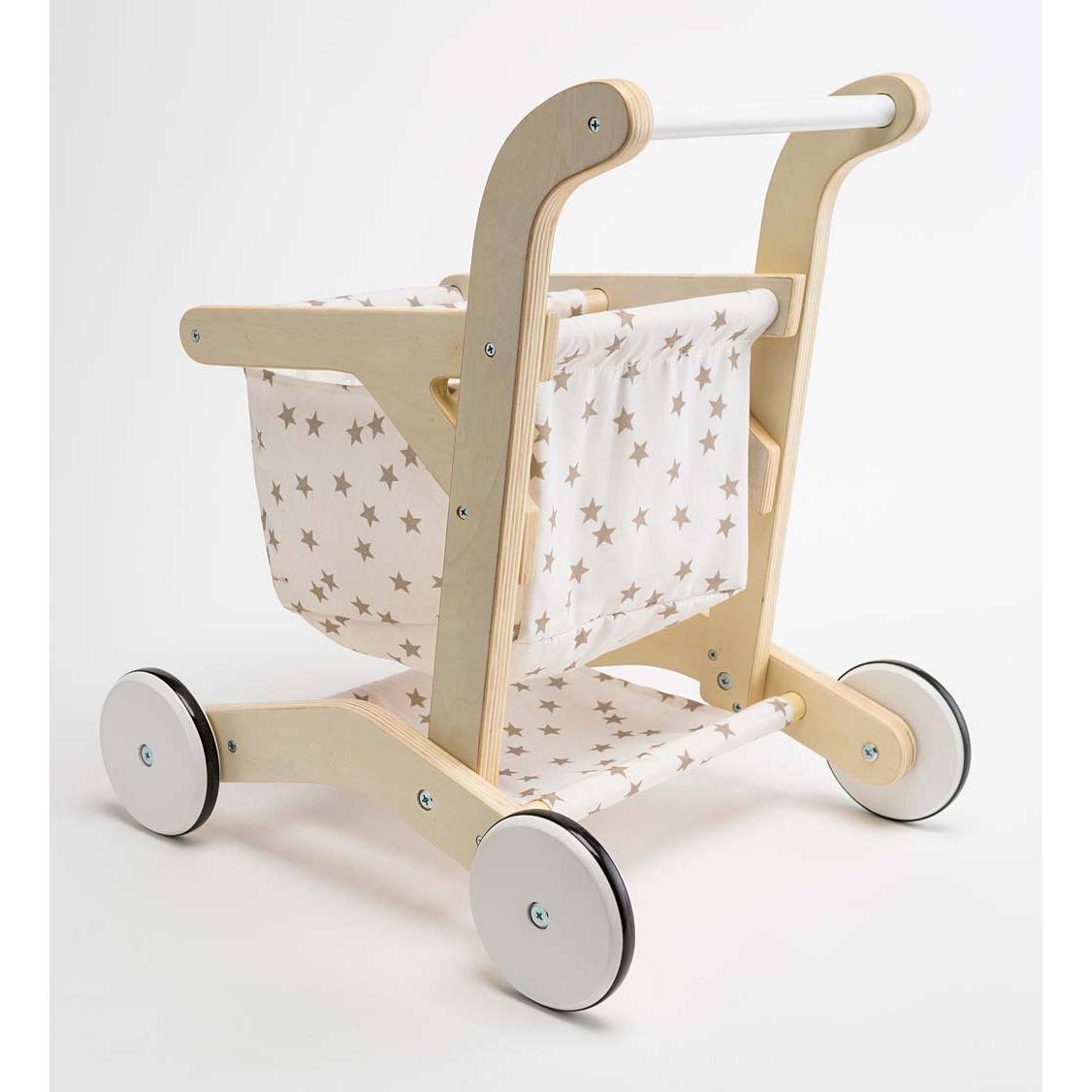 Wooden Shopping Cart Walker with Rolling Wheels B35996