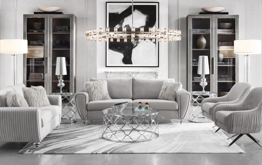 Light Gray Fabric Sofa & Loveseat Set 2 Pcs O53476