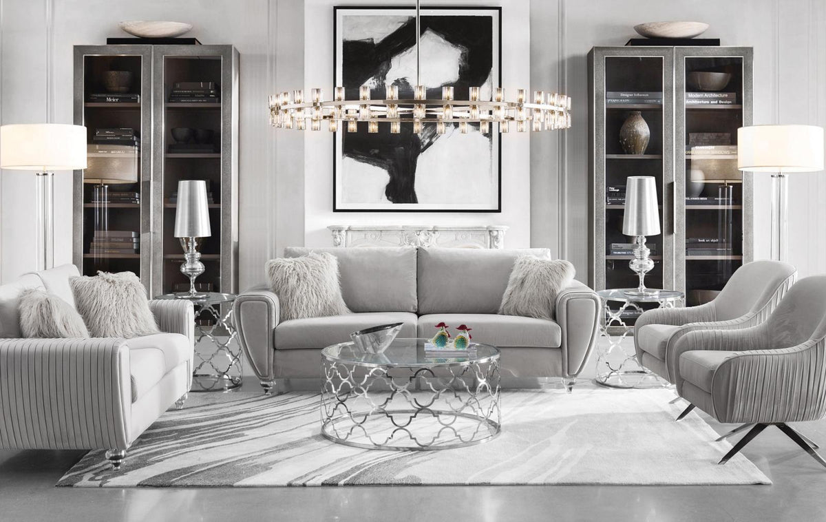 Light Gray Fabric Sofa & Loveseat Set 2 Pcs O53476