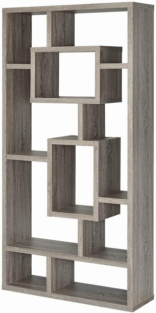 Geometric Cubed Rectangular Bookcase, Weathered Grey R73377