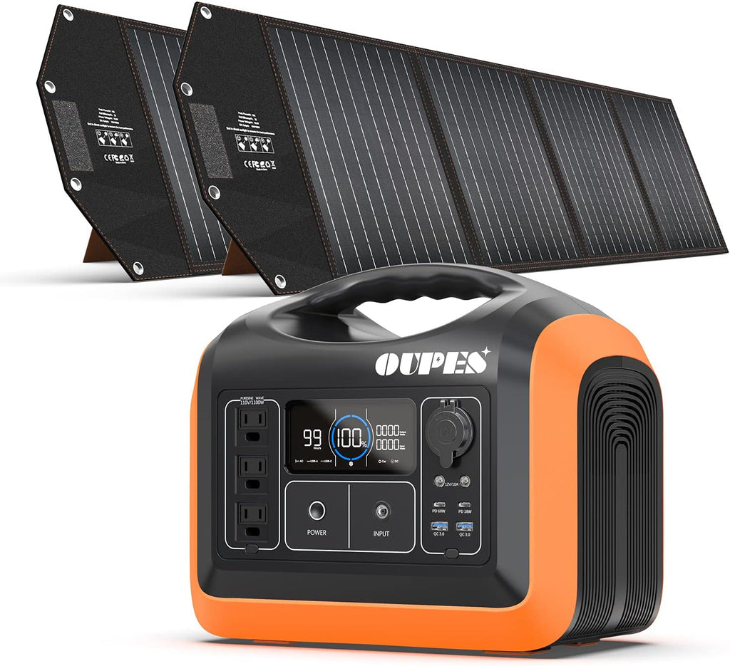 1200W 992Wh Portable Power Station LiFePO4 Battery with 2 X100W Solar Panel P55112