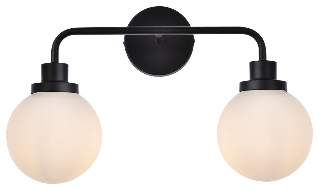 Black 2 Lights Bath Sconce with Frosted Shade K45677