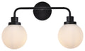 Black 2 Lights Bath Sconce with Frosted Shade K45677