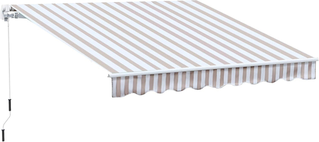 10' x 8' Manual Retractable Awning with UV Protection, Red Stripe C345235