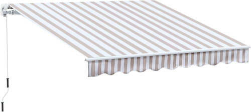 10' x 8' Manual Retractable Awning with UV Protection, Red Stripe C345235