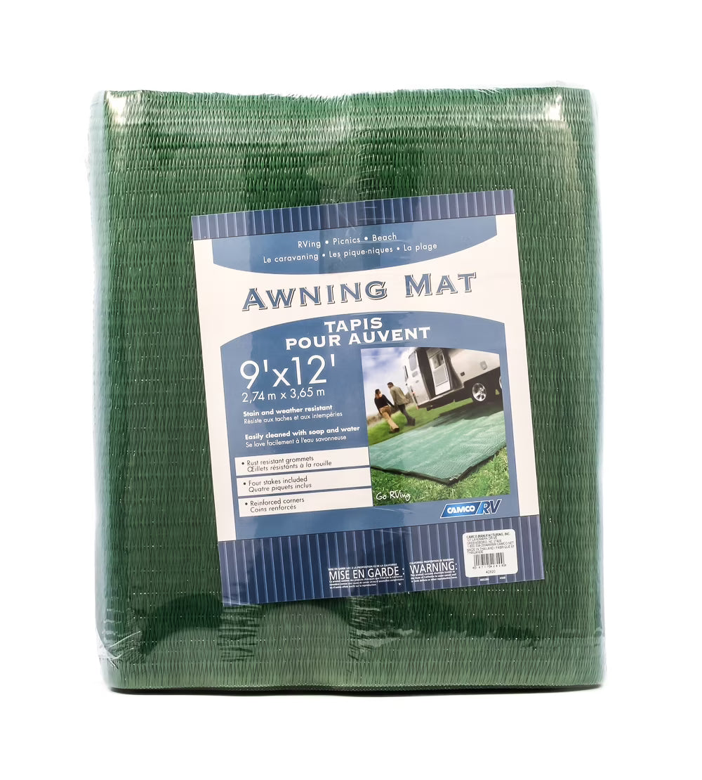 Green Reversible RV Awning and Outdoor Mat H6940