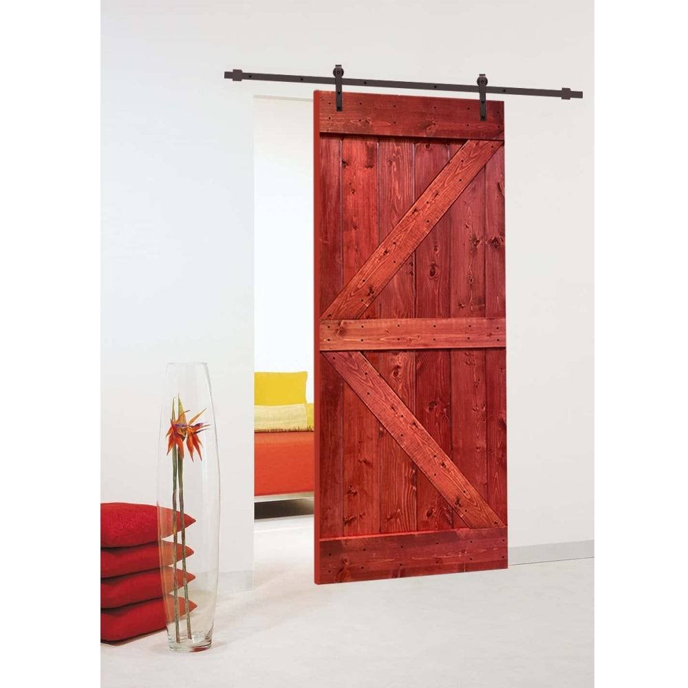 Charcoal Black Stained Wood Interior Sliding Barn Door with Hardware Kit F6973