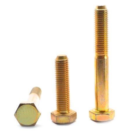 3/8 inch-16 x 4 1/4 inch Coarse Thread Grade 8 Hex Cap Screw Alloy Steel Yellow Zinc Plated Pk 225 W24978