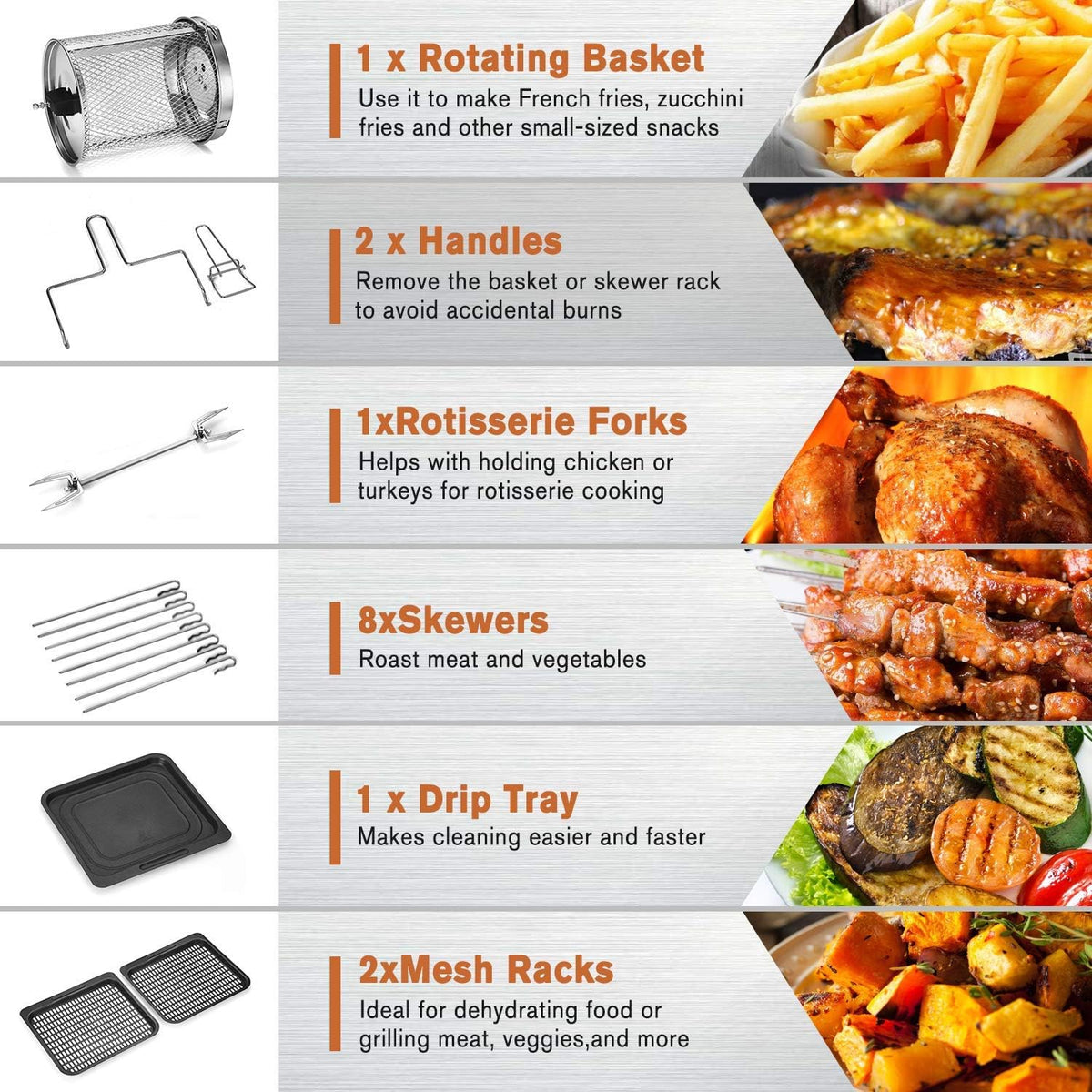 10.6 Quart 10-in-1 Air Fryer Toaster Oven with Rotisserie and Dehydrator S987