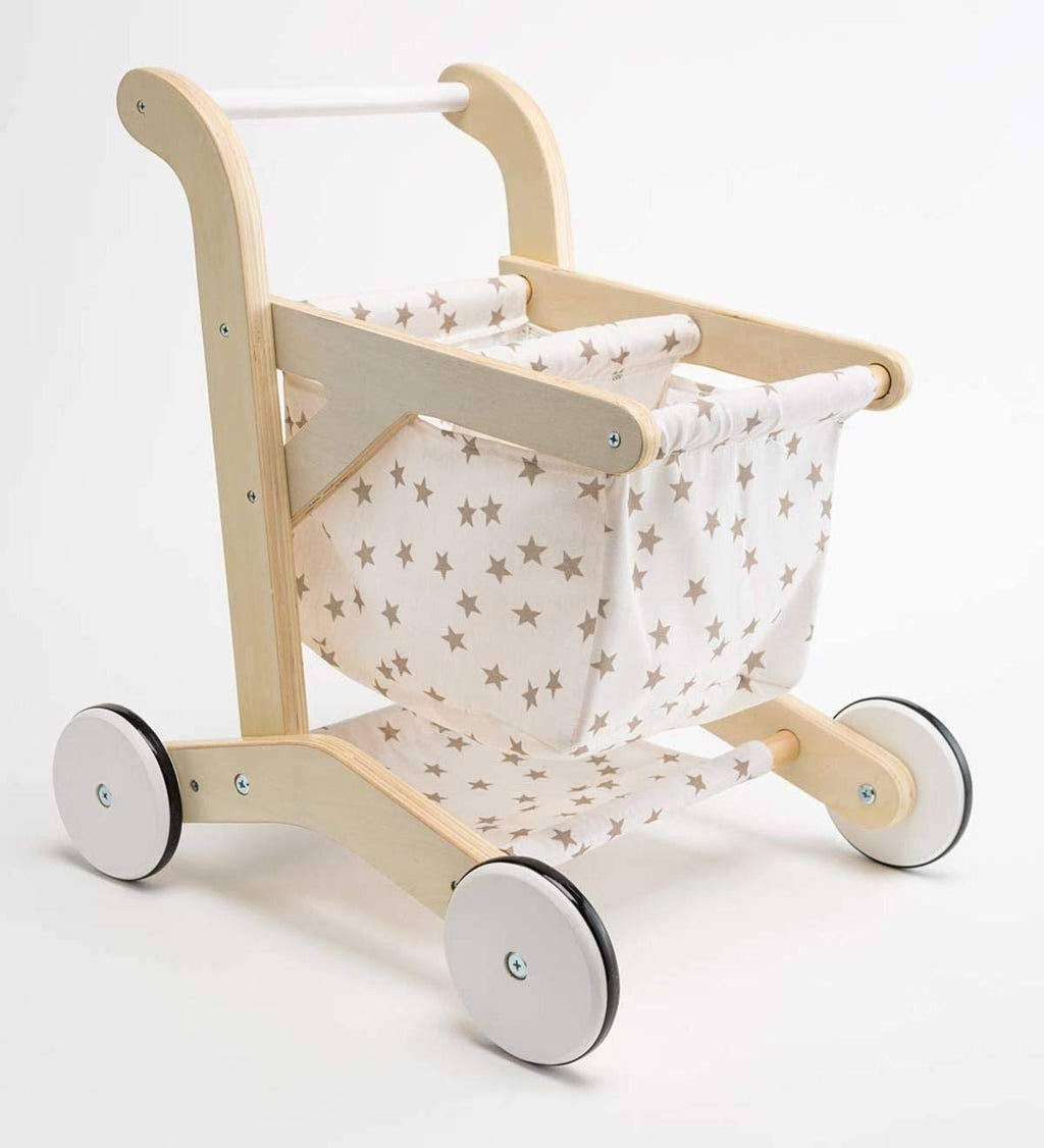 Wooden Shopping Cart Walker with Rolling Wheels B35996