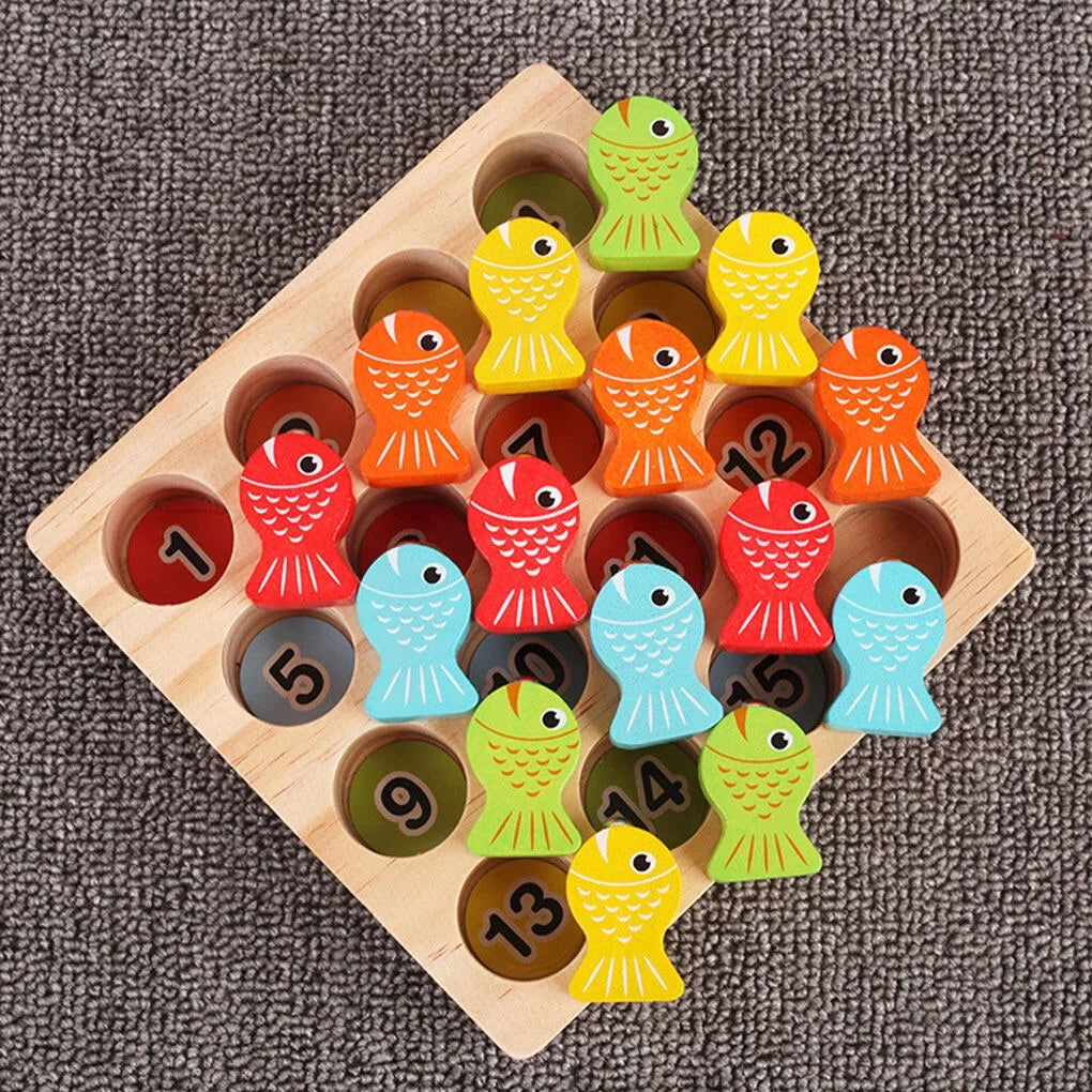 Wooden Magnetic Fishing Game Toy with Double Fishing Rod F60737