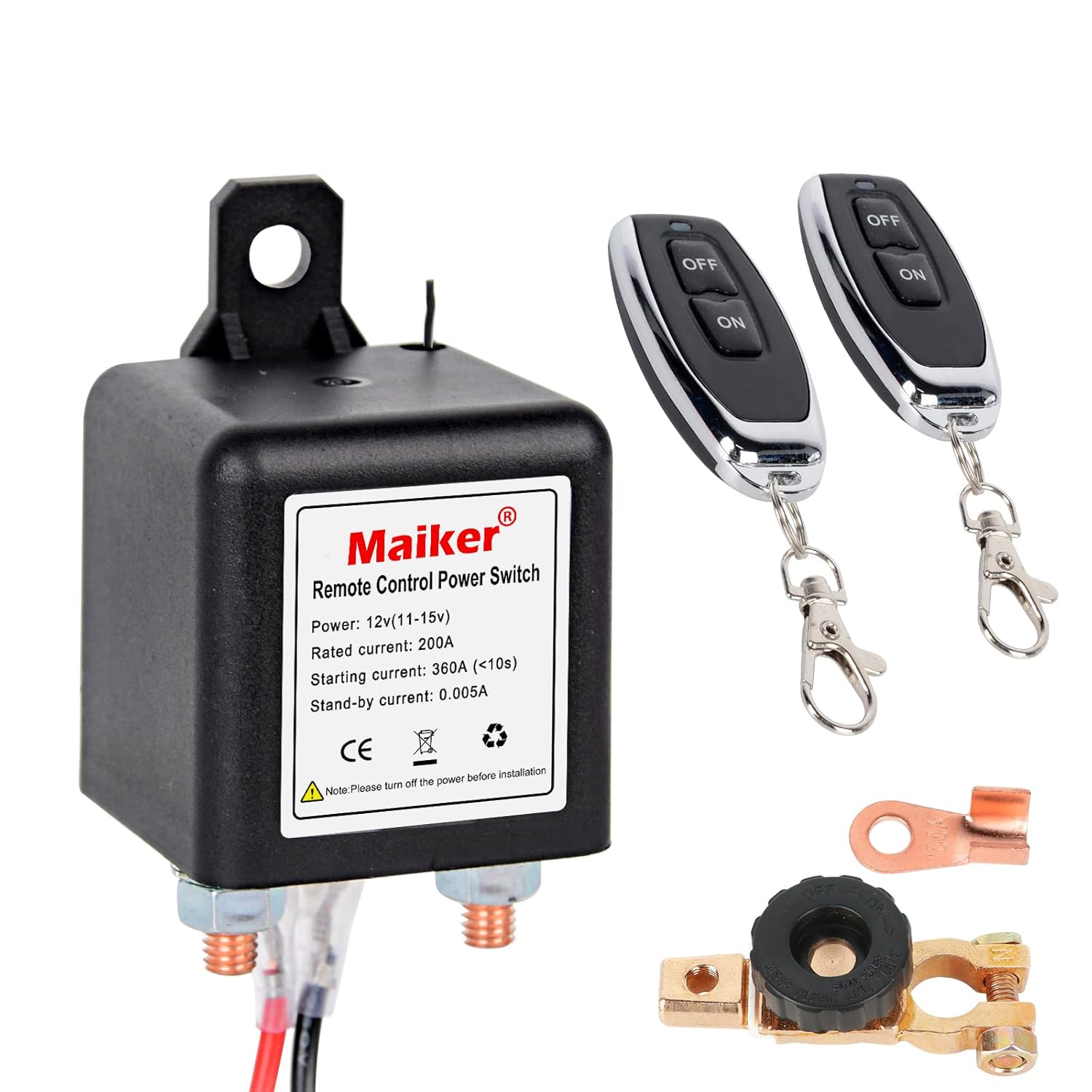 Wireless Remote Control Battery Disconnect Switch for Car DC12V 200A Y94820