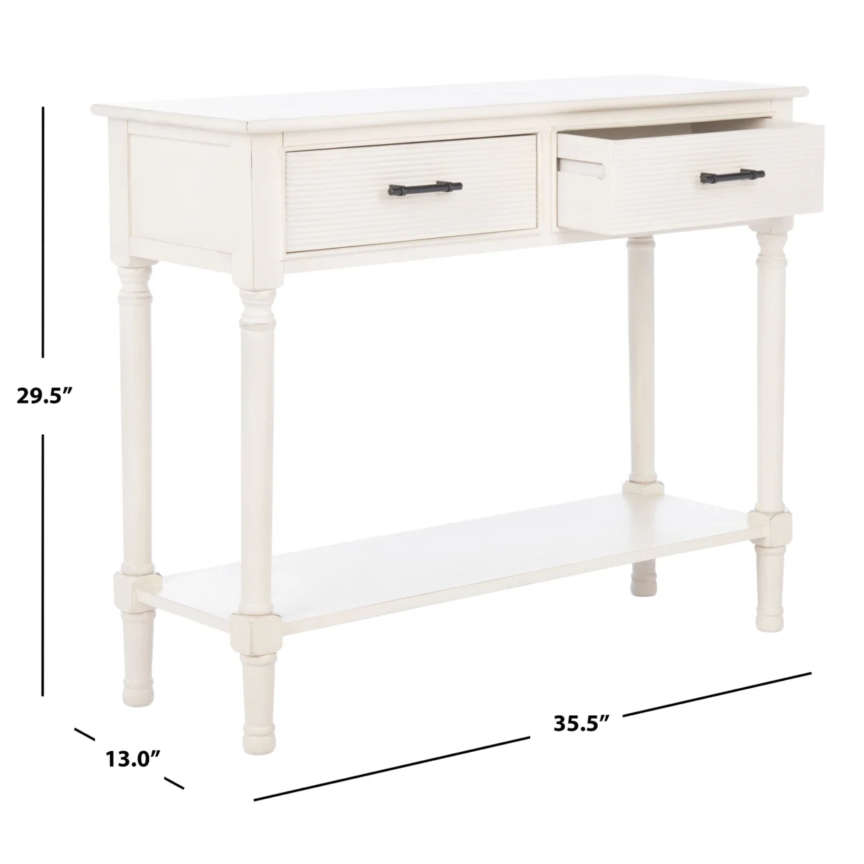 Distressed White 2 Drawer Console Table B540560