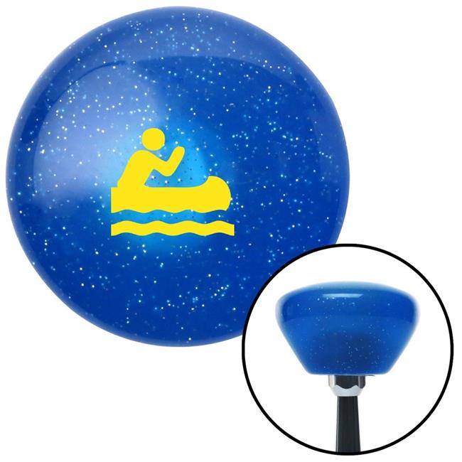 Yellow Guy Paddling Canoe Blue Retro Metal Flake Shift Knob with M16 x 1.5 Insert A884836