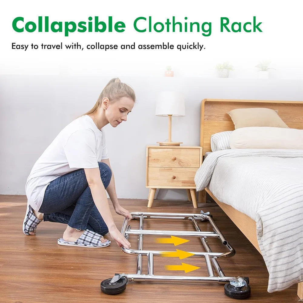 Heavy Duty Garment Rack with Shelves on Wheels K6342