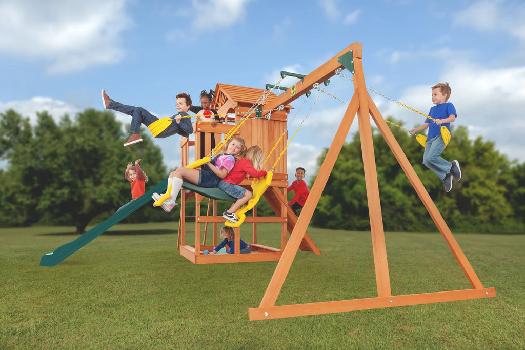 Wooden Playset with Slide and Swing I805179