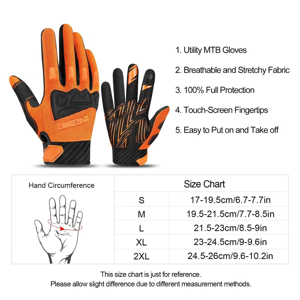 Orange Medium MTB Touchscreen Bike Gloves V7797