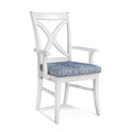 Cross Back Arm Chair Celery Finish Gray Textured Performance D1894