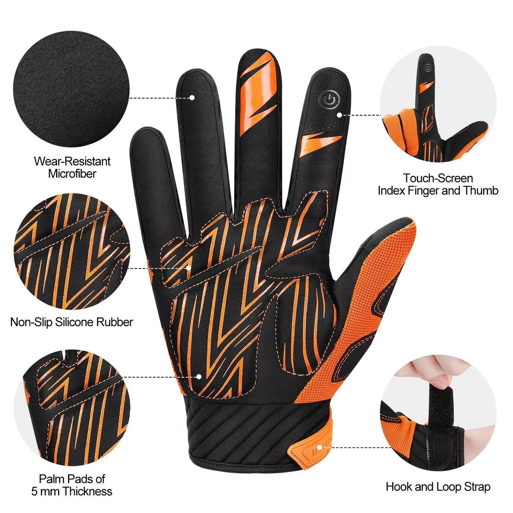 Orange Medium MTB Touchscreen Bike Gloves V7797