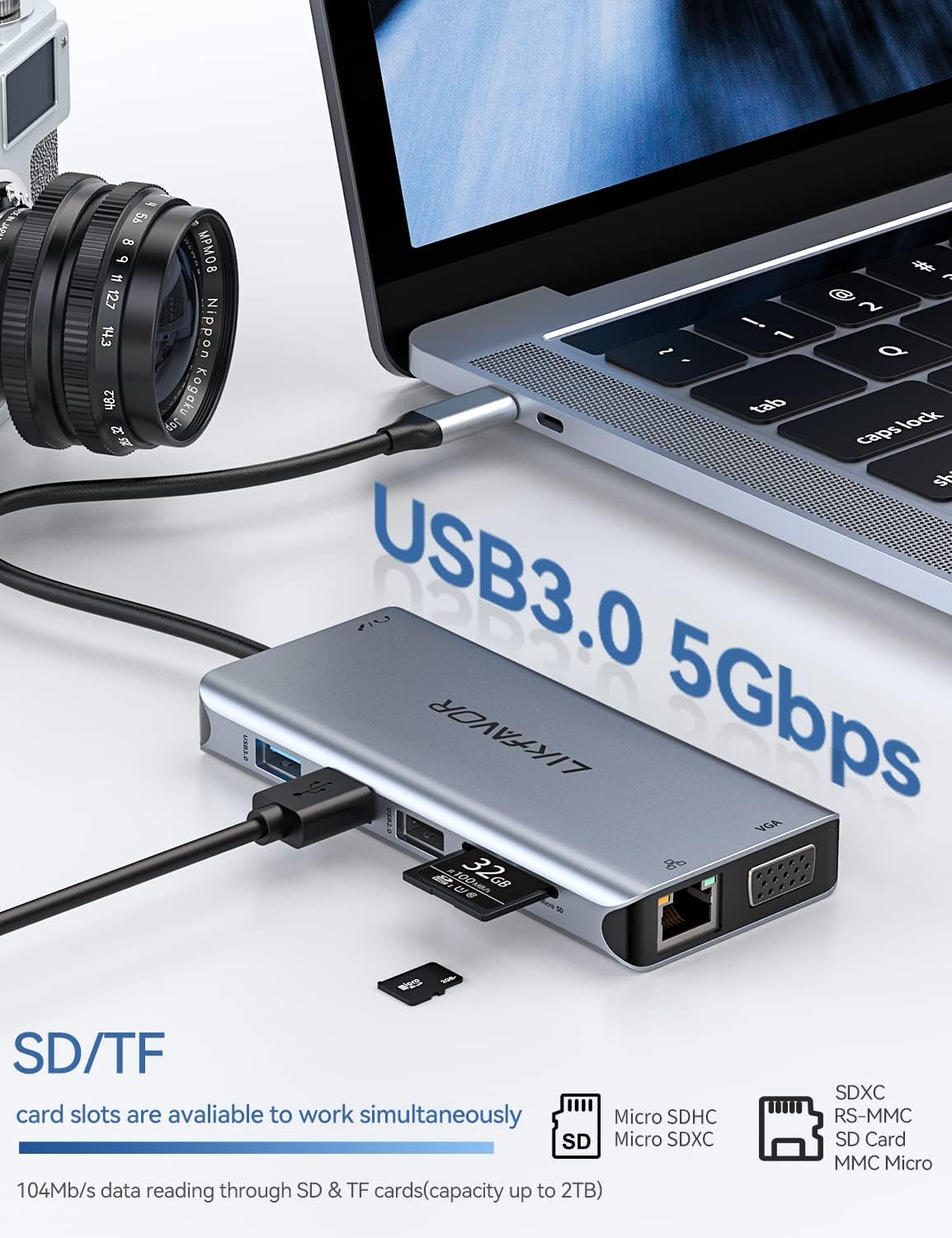 12-in-1 USB C Hub with Dual 4K HDMI, Ethernet, USB 3.0, SD Card Reader A154382