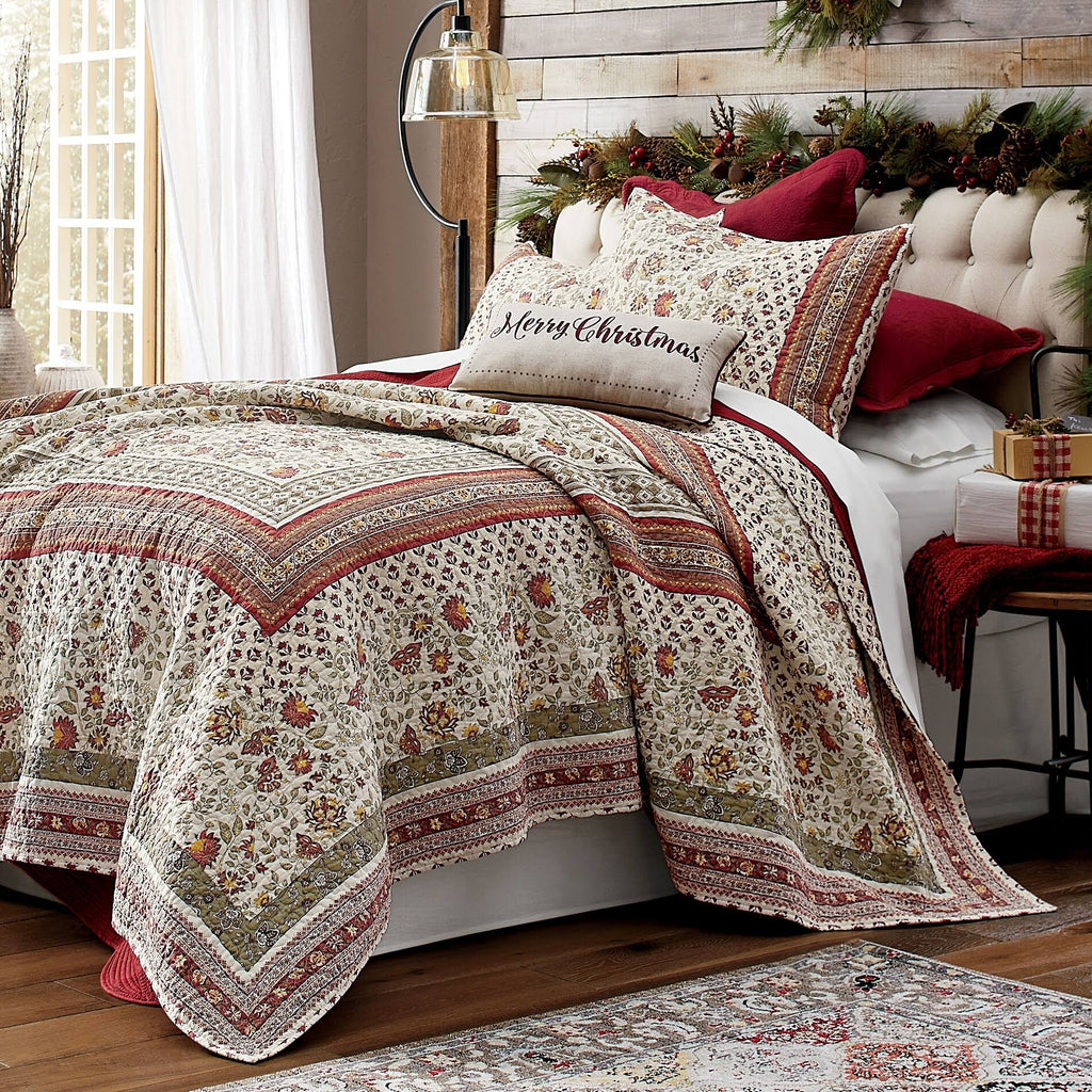 Oversized Cotton/Polyester Quilt, Red, King E241825