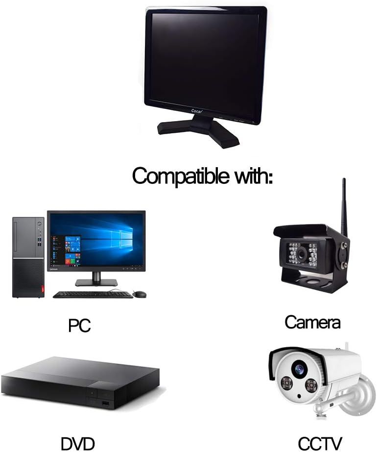 17 inch CCTV Monitor with VGA HDMI AV BNC Audio Ports Built-in Speaker 4:3 HD Display LCD Security Screen Z2891