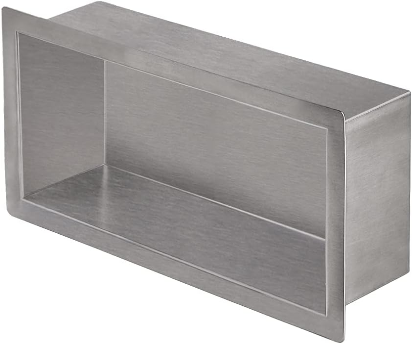12×12 Brushed Stainless Steel Recessed Shower Caddy O649851
