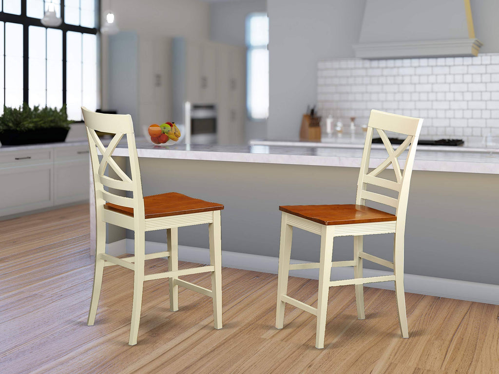 Buttermilk and Cherry Counter Height Stools, Set of 2 J278