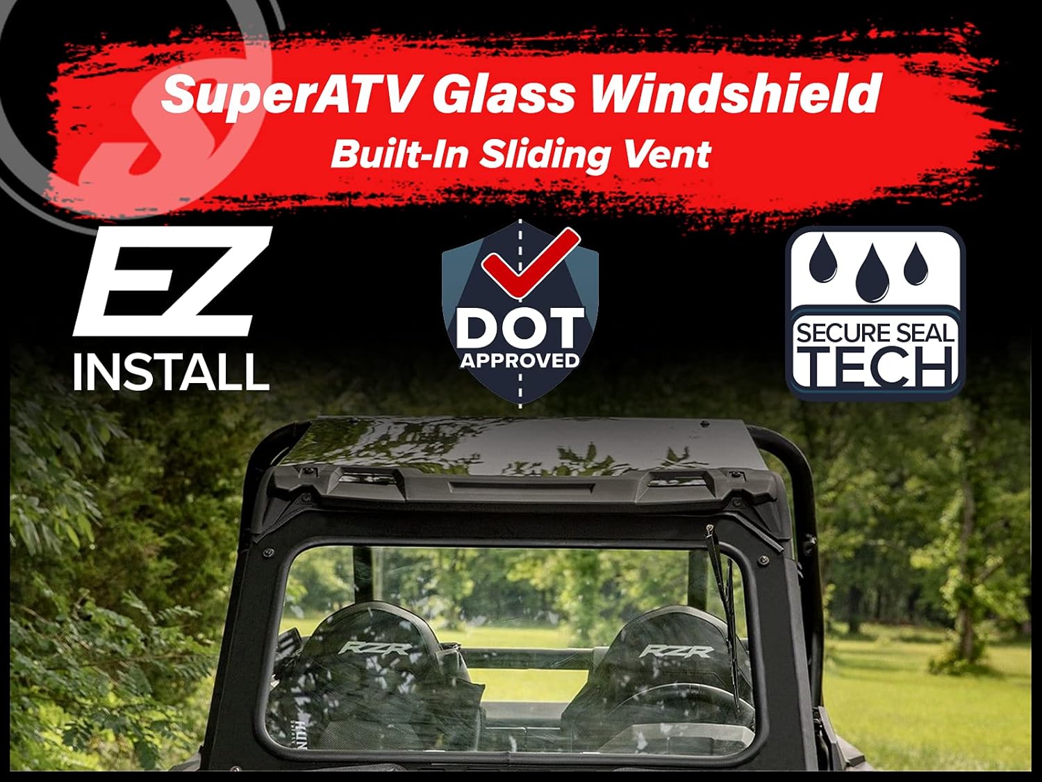 Vented Front Glass Windshield with Aluminum Frame and Manual Wiper Y561