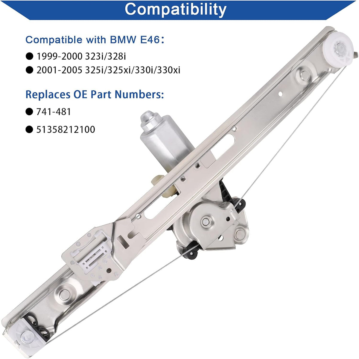 Rear Right Passenger Side Power Window Lift Regulator & Motor Assembly, Pack of 2 Q105