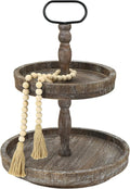 Two Tiered Rotating Wooden Tray with 10 Small & 13 Large Plates F188392