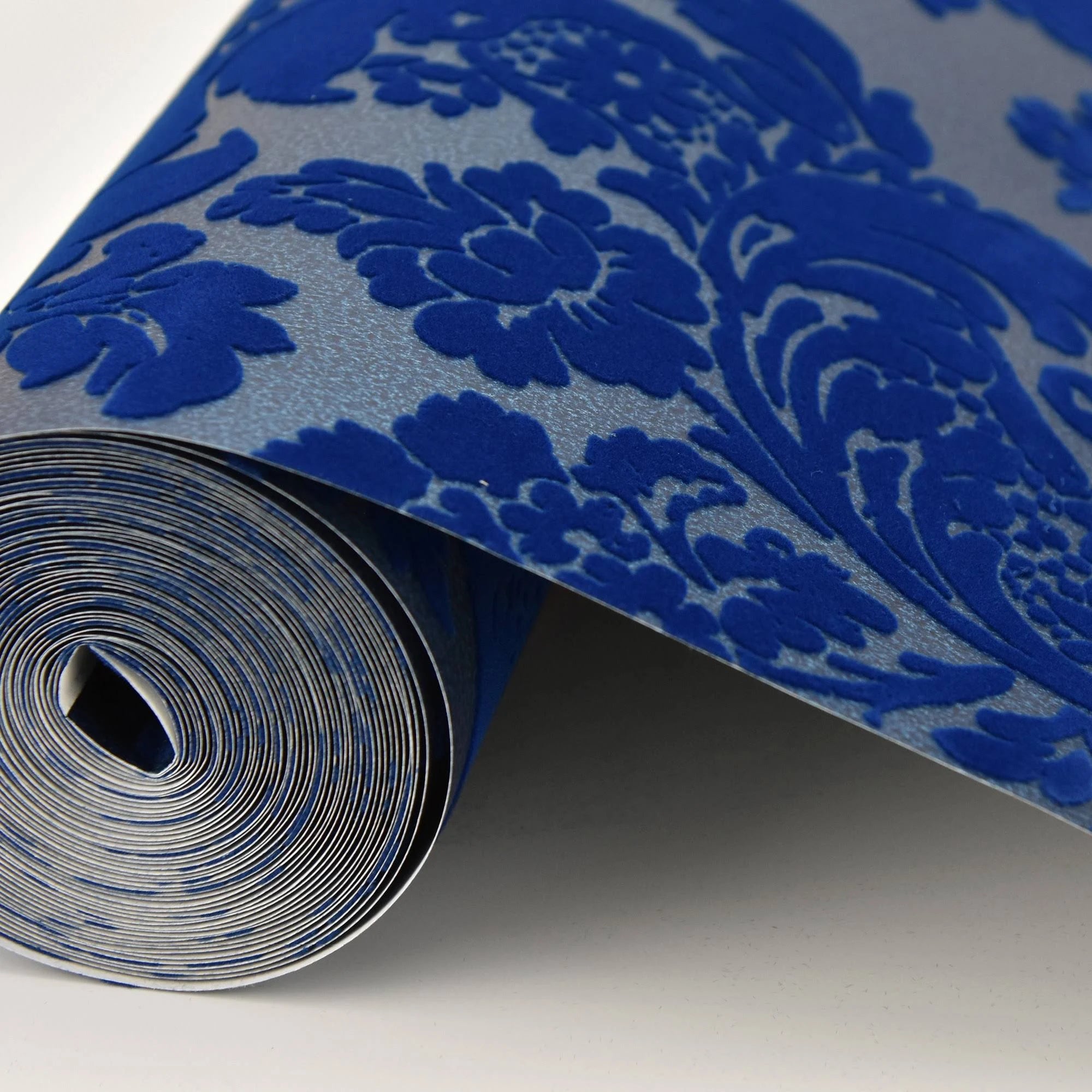 Shadow Blue Damask Wallpaper A824