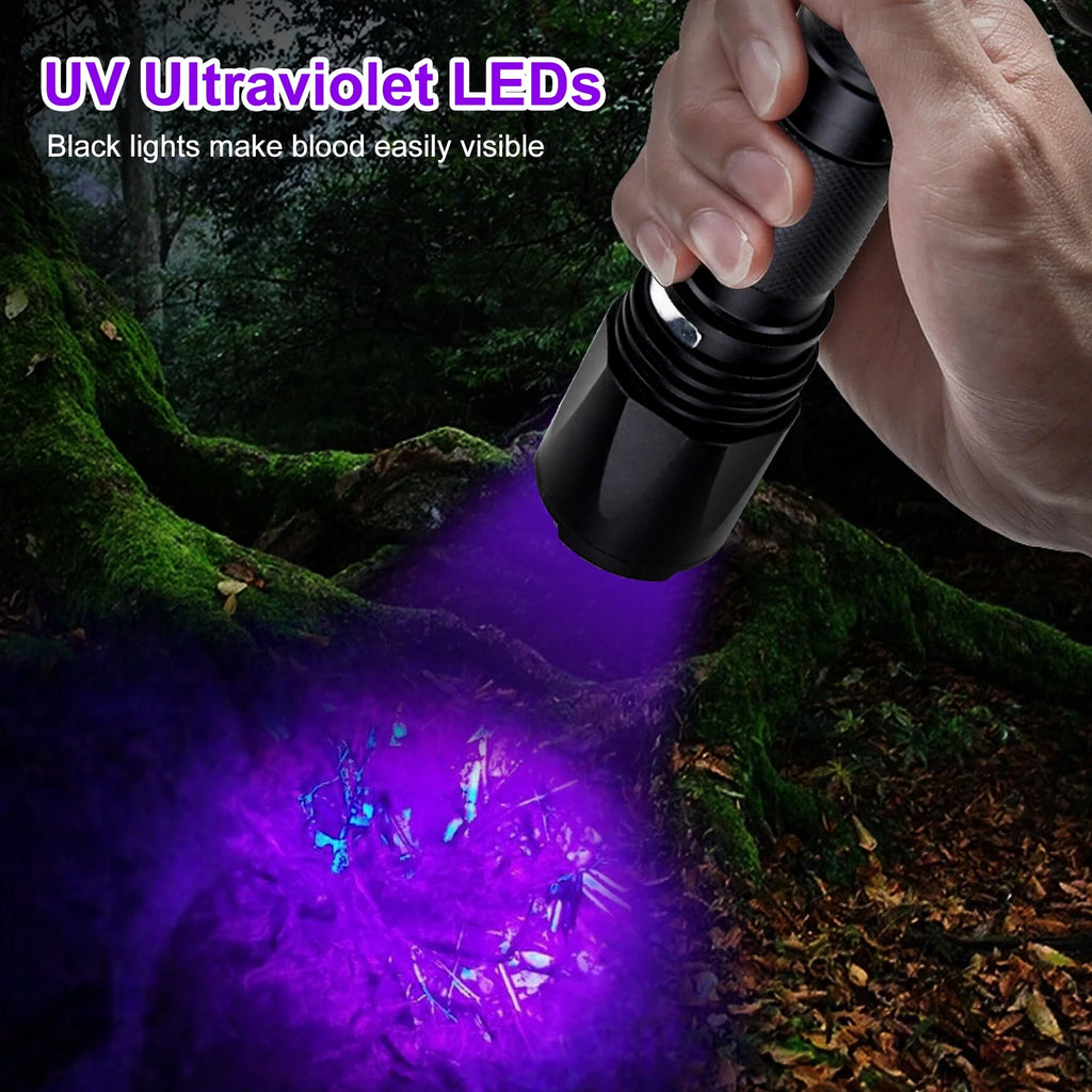 Zoomable Green Red UV Flashlight Black Light Tactical Torch T7254