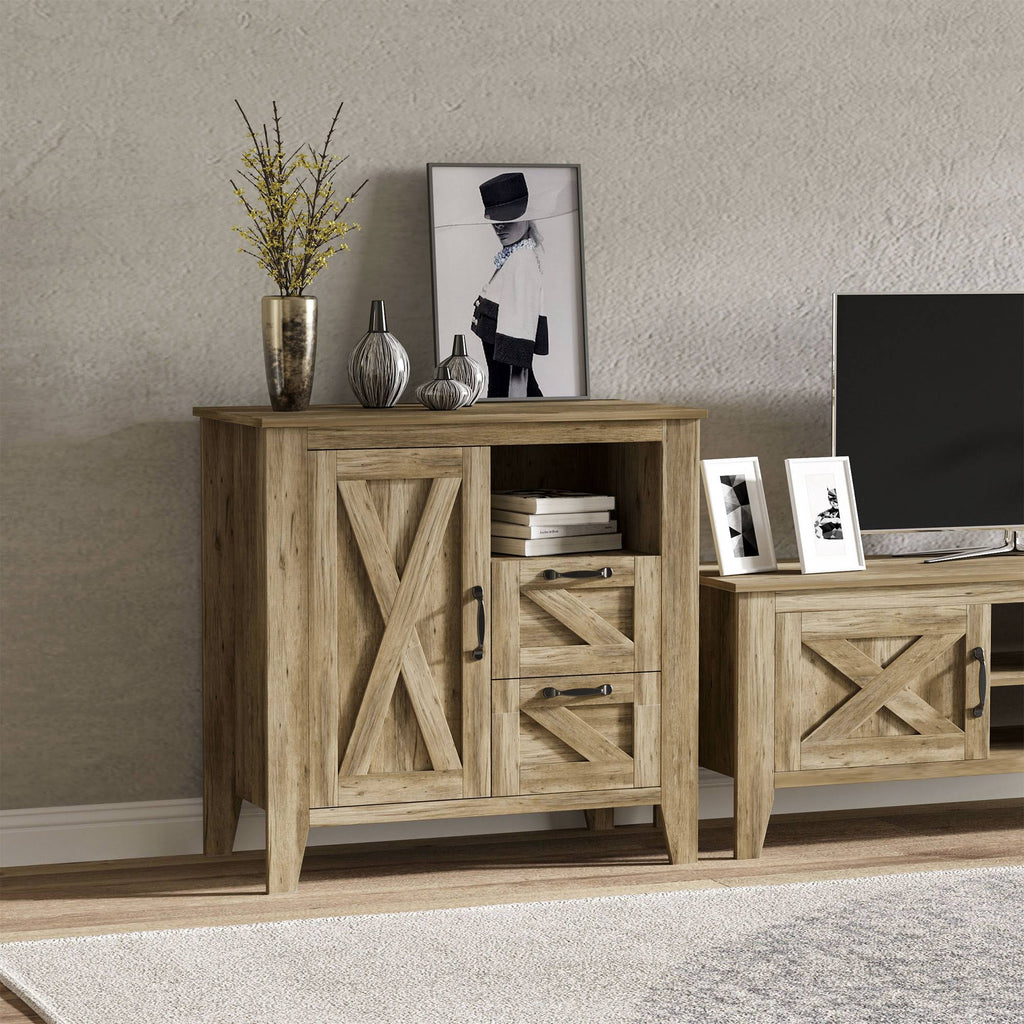 Farmhouse Sideboard Storage Cabinet with Drawers C4380