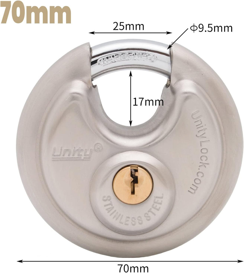 Stainless Steel Disc Padlock, 2-3/4" (70mm), Pack of 2 V6482