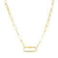 14k Yellow Gold Oval Paperclip Chain Necklace with Carabiner Clasp - 18" X5812