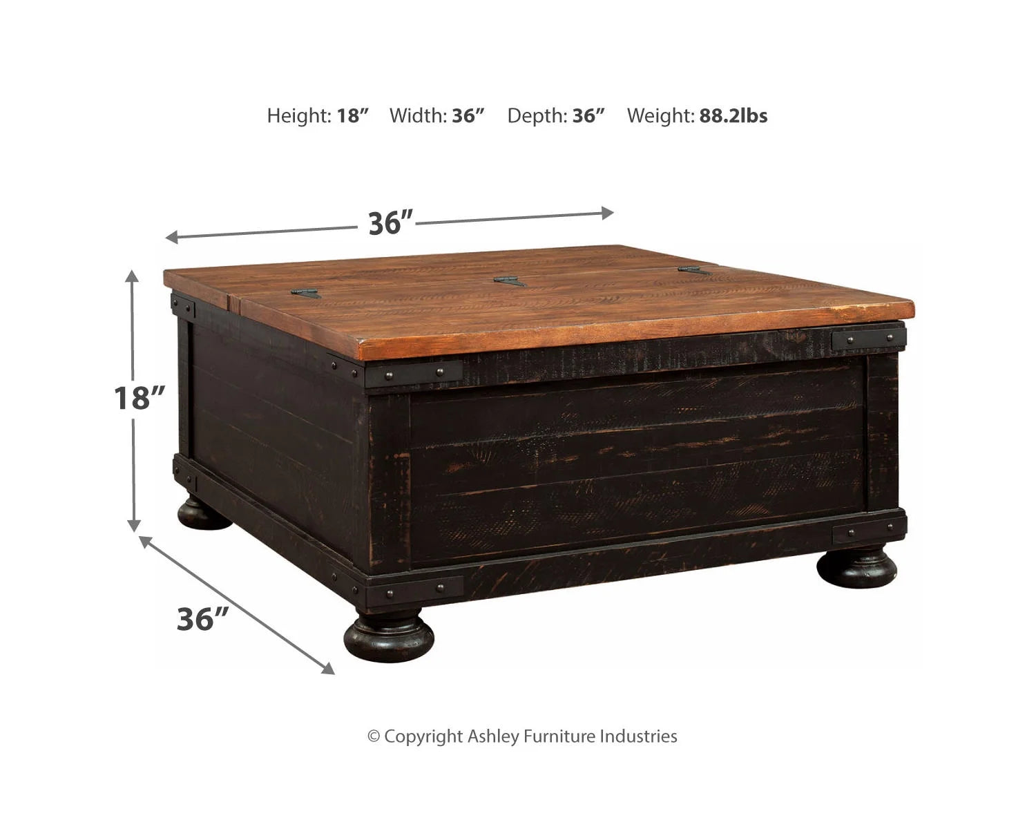 Black/Brown Lift Top Coffee Table S4761