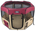 Maroon Beige 2-Door Soft-Sided Dog Cat Playpen H61774