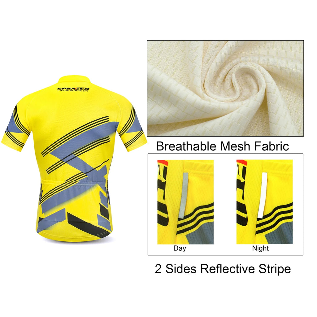 Yellow M Cycling Jersey Short Sleeve Set with Padded Shorts Y4714