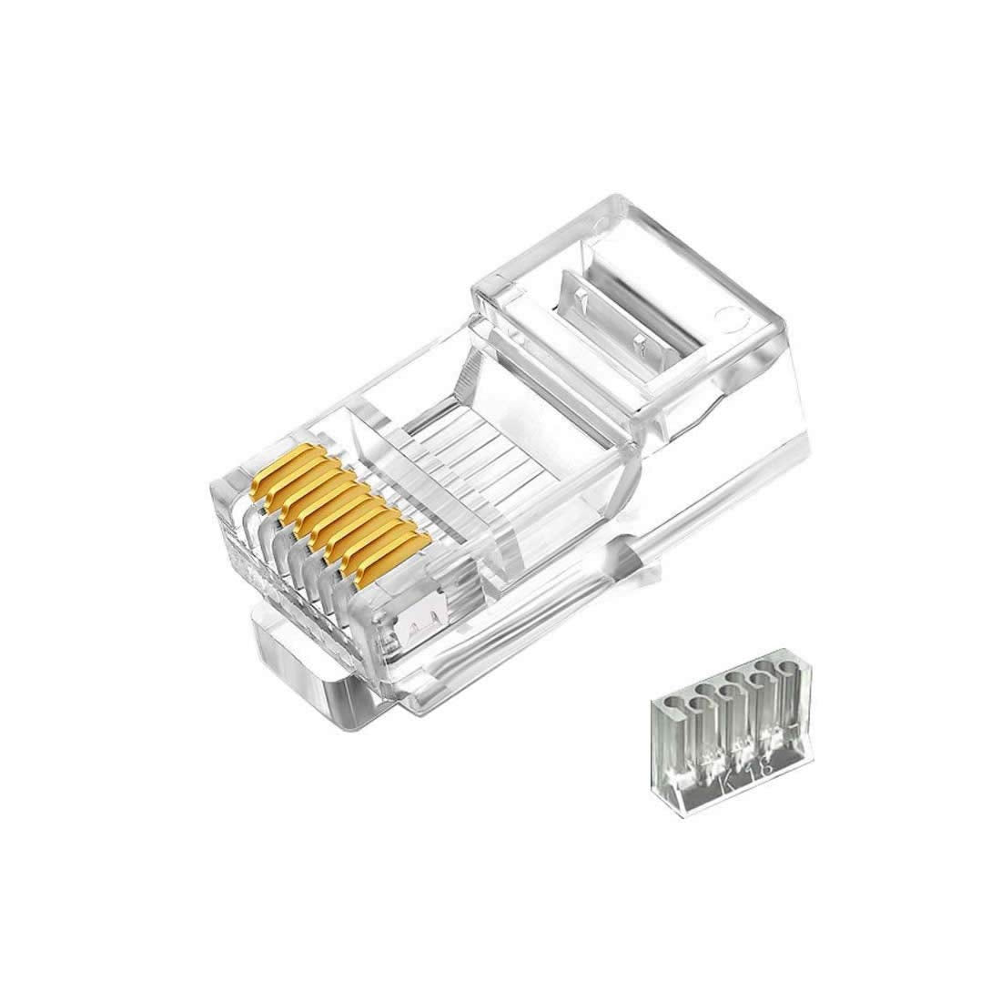Cat7 RJ45 Connectors 100 Pcs Metal Shielded FTP 8P8C Modular Network Plug Z589212