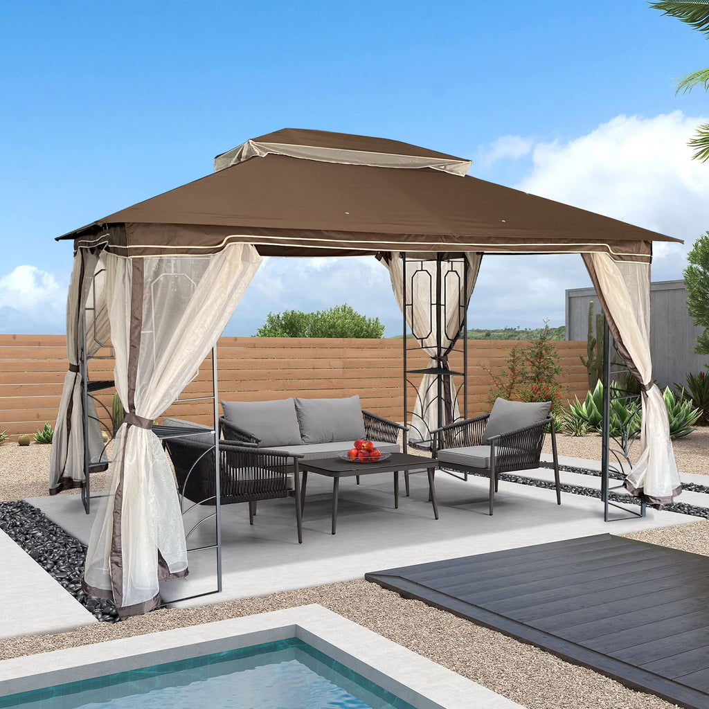 Coffee Top Outdoor Patio Gazebo Canopy Tent With Mosquito Net X2320