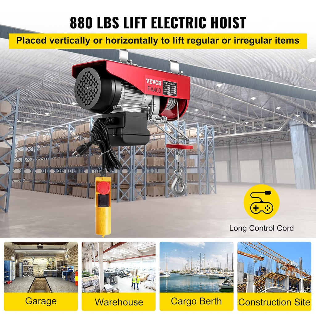 880LBS 110V Electric Hoist with Remote Control Y30118
