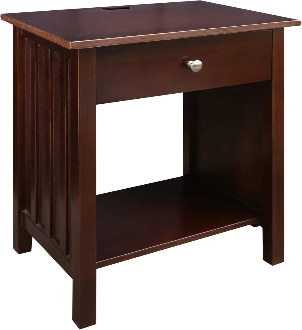 Warm Brown Nightstand with USB Ports C421343