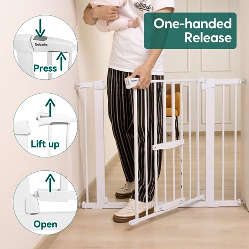Black Extra Wide Metal Baby Gate with Cat Door V772